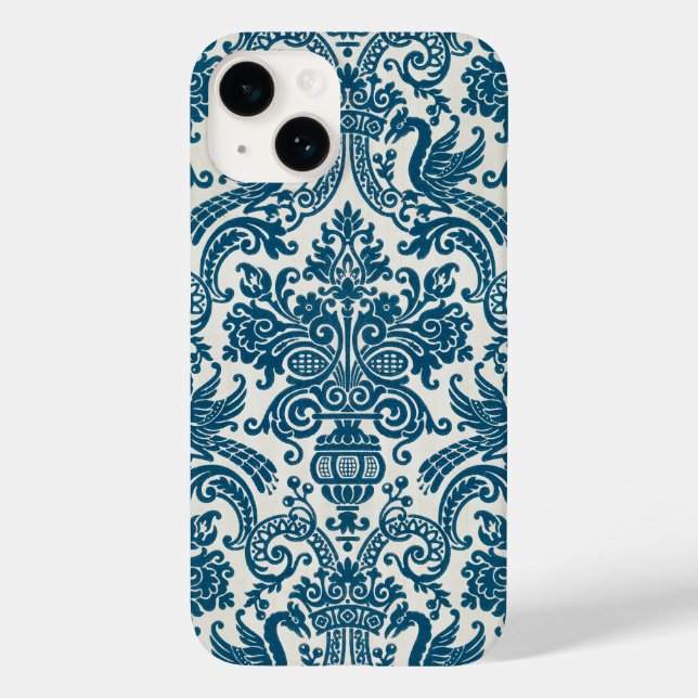 Padrão de Vintagem Floral Azul e Branco (Verso)