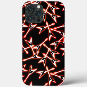 Padrão de Violão Elétrico de Metal Vermelho e Negr