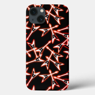 Padrão de Violão Elétrico de Metal Vermelho e Negr