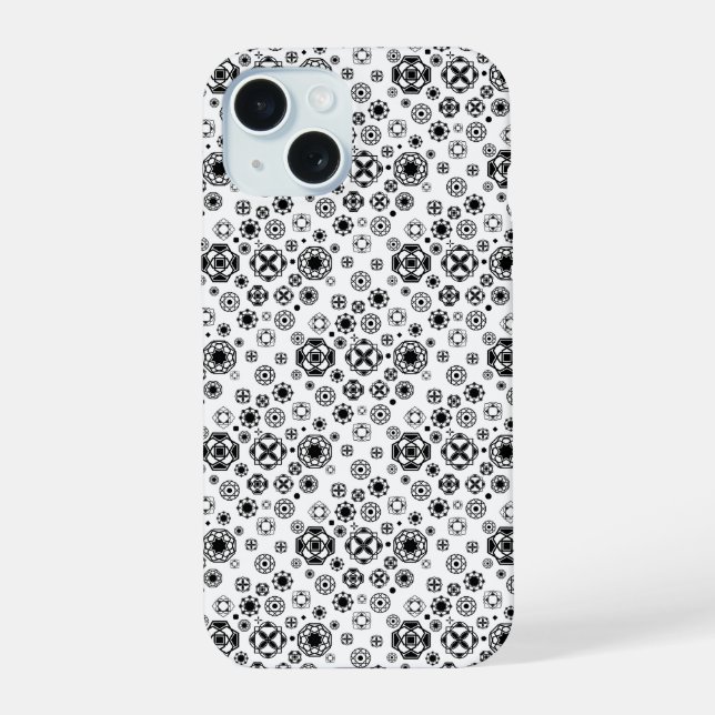 Padrão decorativo arabesco preto e branco fofo (Verso)