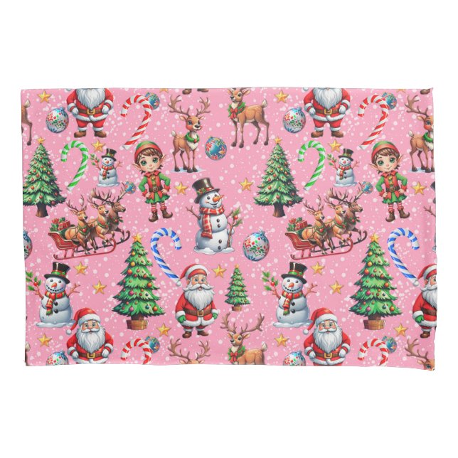 Padrão Decorativo de Natal com Fundo Rosa (Frente)