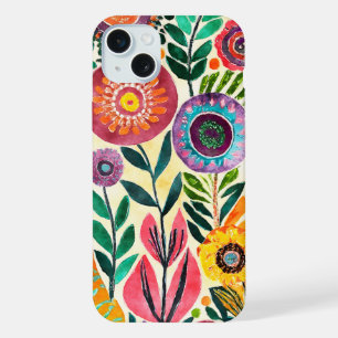 Padrão Divertido de Flores Hippie