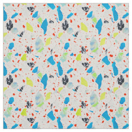 Padrão do Azulejo Terrazzo - Neon on White Tecido