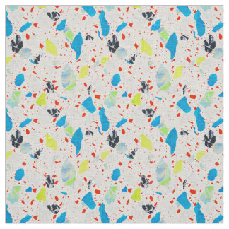 Padrão do Azulejo Terrazzo - Neon on White Tecido