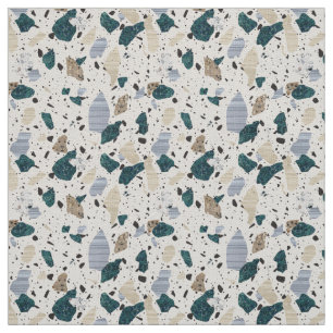 Padrão do Azulejo Terrazzo - Verde sobre Tecido d