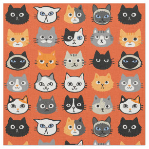 Padrão do Cat Faces Tecido do legal Kitty Cat Lo