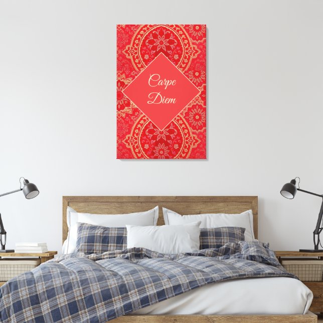 Padrão do Ouro Vermelho ORIENTAL - Canvas (Insitu(Quarto))