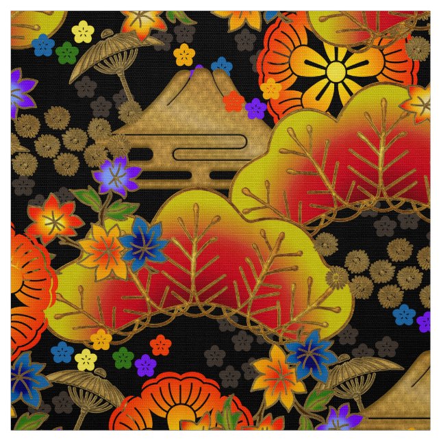 padrão do tecido kimono japonês em preto (Modelo)