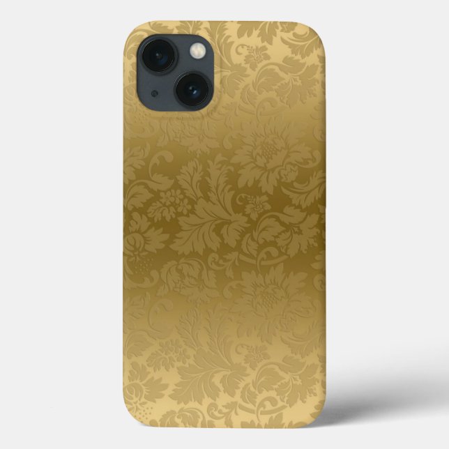 Padrão Dourado de Damascos Florais Monocromáticos  (Verso)