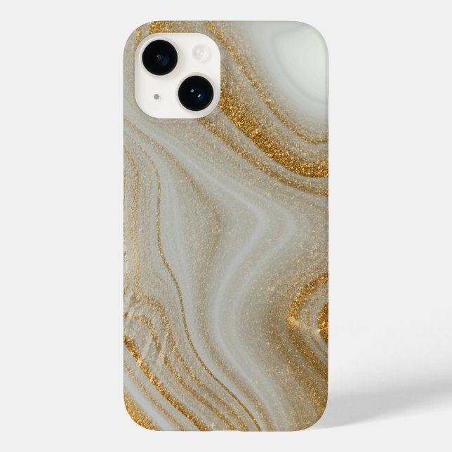 Padrão Dourado de mármore branco clássico iPhone / (Verso)