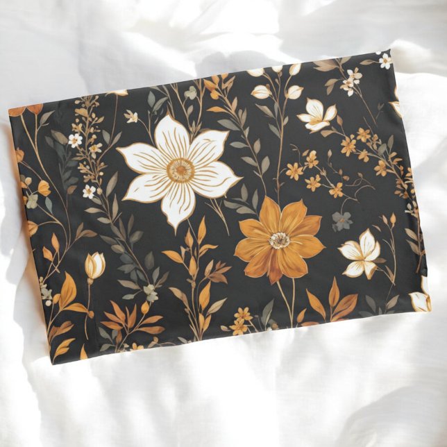 Padrão Dourado Floral  do Boho de outono Preto (Criador carregado)