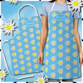 Padrão Edelweiss bonito Azul Apron