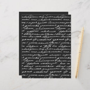 Padrão Elegante de manuscrito preto branco clássic