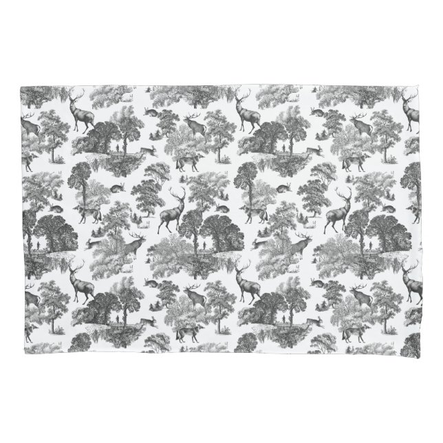 Padrão Elegante Vintage Black White Toile Deer (Frente)