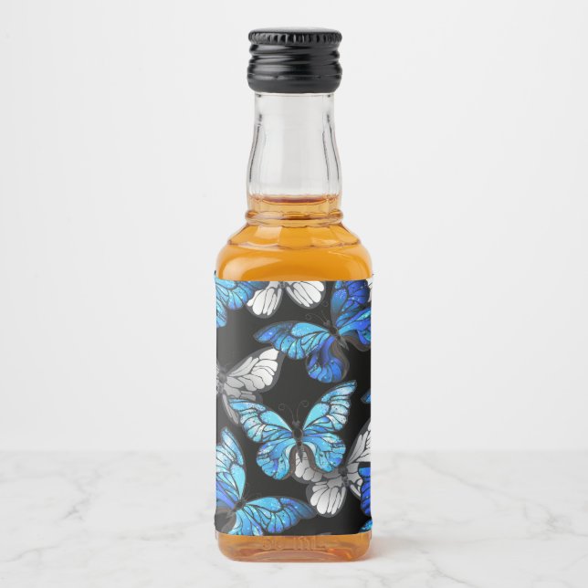 Padrão Escuro Sem Costura com Borboletas Azuis Mor (Frente)