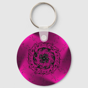 Padrão espiral claro rosa chaveiro