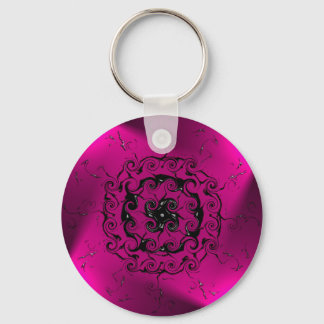 Padrão espiral claro rosa chaveiro