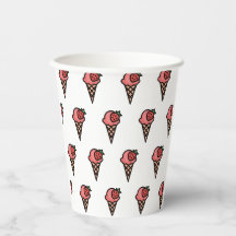 Padrão Estético de Sorvete de Morango Rosa Fofo