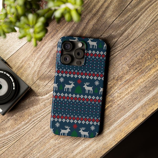 Padrão Faux Knit de Natal Feio (Christmas Knitting Pattern Rustic Nordic Ugly Sweater iPhone Case)