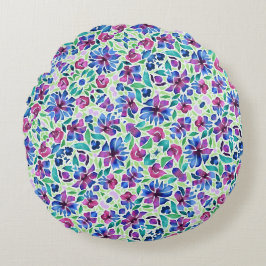 Padrão Floral Abstrato - Almofada Redonda