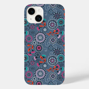 Padrão floral abstrato folclórico étnico cinza azu
