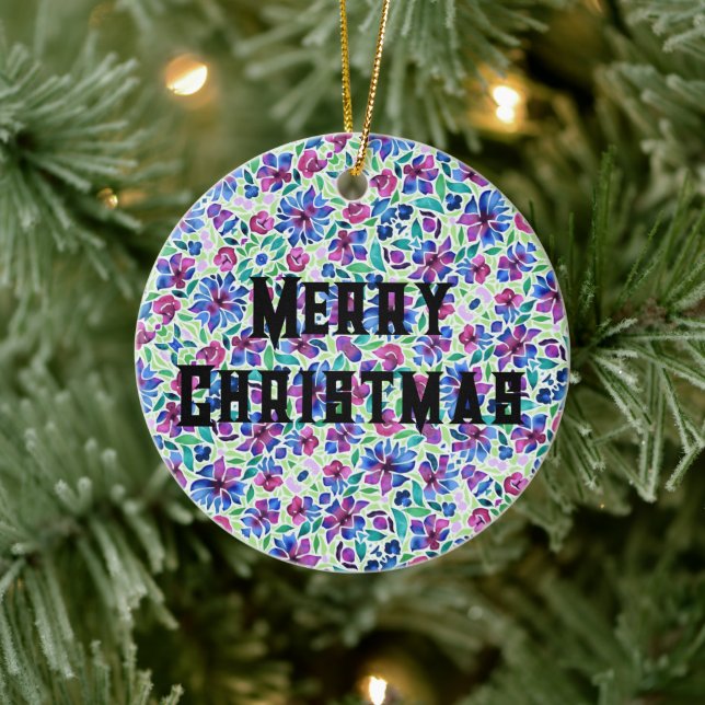 Padrão Floral Abstrato - Ornamento de Cerâmica (Árvore)