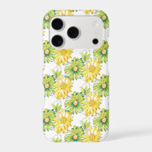 Padrão Floral Amarelo Limão Preto