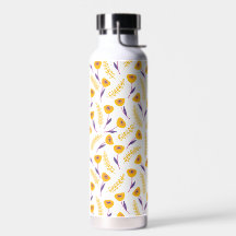 Padrão floral amarelo limpo Garrafa de água