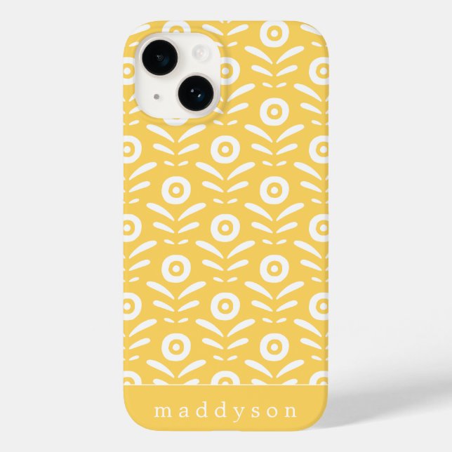 Padrão Floral Amarelo Prado Retrô Personalizado (Verso)