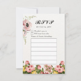 Padrão Floral Amarelo RSVP de Casamento