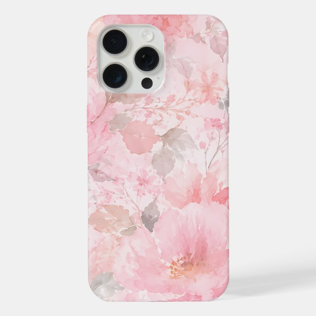 Padrão Floral Aquarela Rosa Bege (Verso)