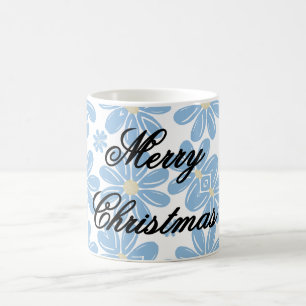 Padrão Floral Azul - Caneca de Café Personalizada
