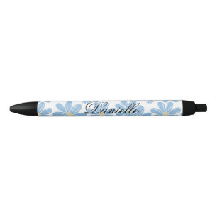 Padrão Floral Azul - Caneta de Tinta Preta Persona
