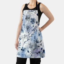 Padrão Floral Azul Cinza Aquarela Personalizado