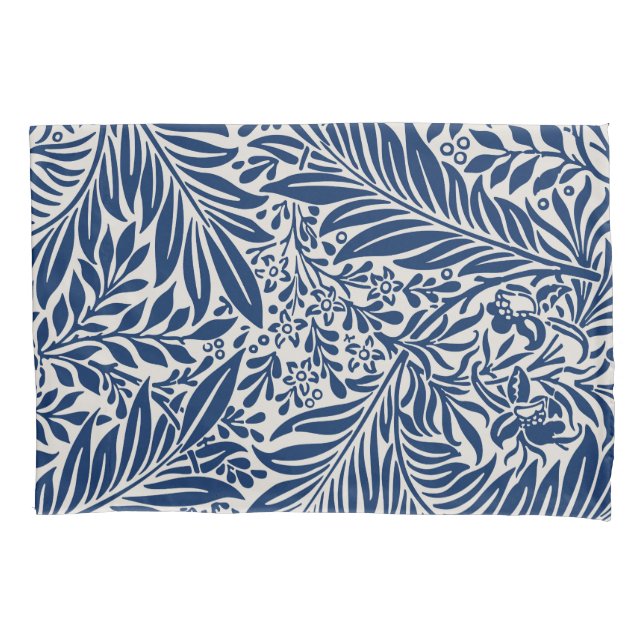 padrão floral azul com folhas e flores diversas (Frente-Esquerda)