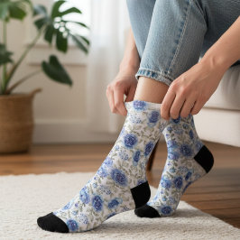 Padrão Floral Azul do Estilo Primavera da Vintage
