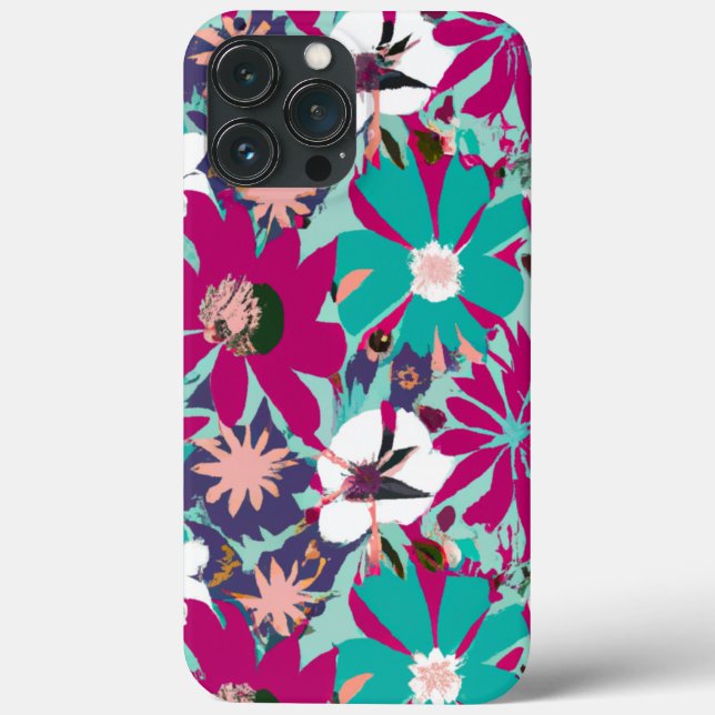 Padrão Floral Azul e Roxo (Verso)