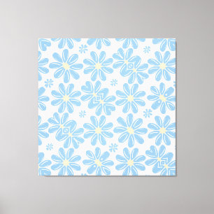 Padrão Floral Azul - Impressão em Tela