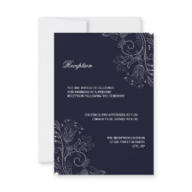 Padrão Floral Azul-Marinho/Branco - Convite de Rec