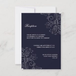Padrão Floral Azul-Marinho/Branco - Convite de Rec