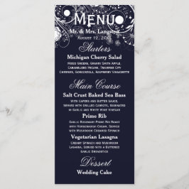 Padrão Floral Azul-Marinho/Branco - Menu de Recepç