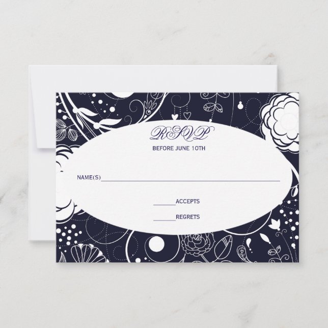 Padrão Floral Azul Marinho/Branco - RSVP (Frente)