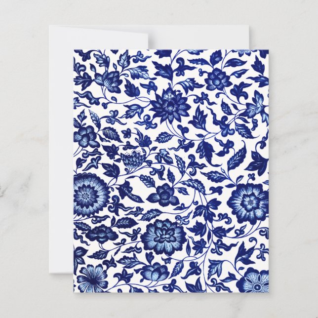Padrão floral azul-marinho chinês em branco (Frente)