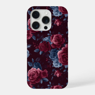 Padrão Floral Azul Marinho Rosa Burgundy Elegante