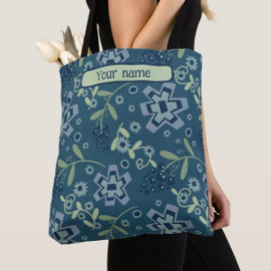 Padrão Floral Azul Moderno Inspirividade bolsa
