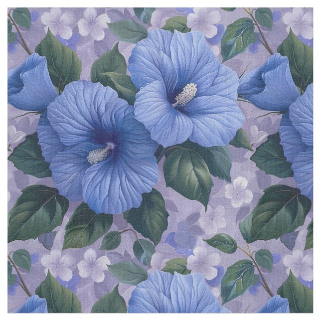 Padrão Floral Azul no Tecido da Lavanda (Detalhe)
