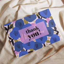 Padrão Floral Azul Obrigado Cartão Postal