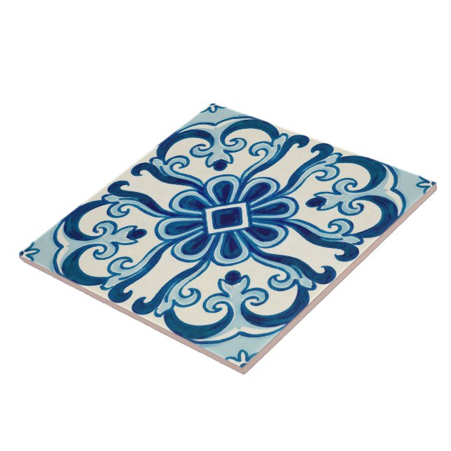 Padrão Floral Azulejos Azul  (Lateral)