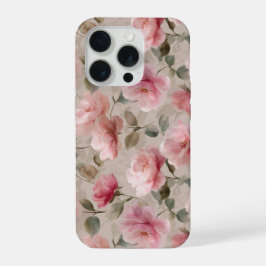 Padrão Floral Bege Rosa Suave Aquarela