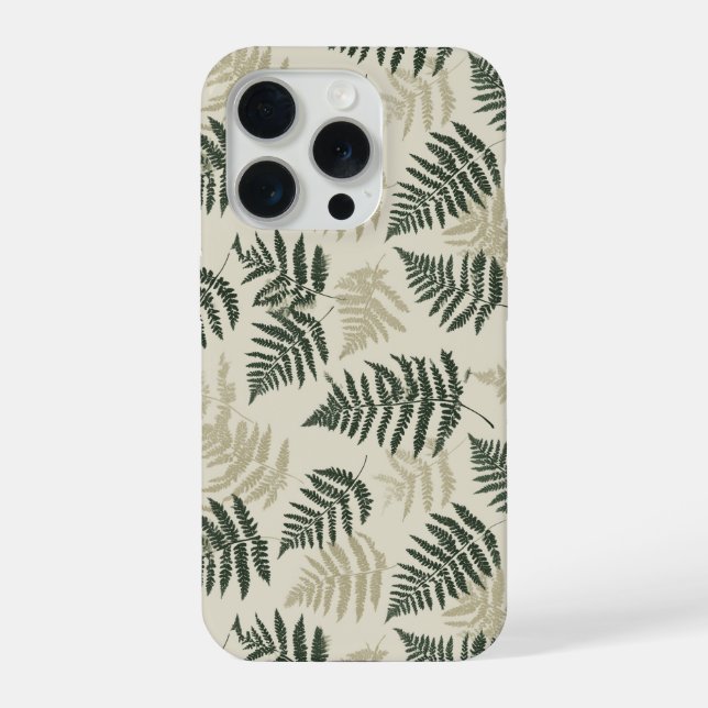 Padrão Floral Bege Verde Botânico de Samambaia (Verso)